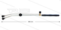 RP53 dubbele lans - L=980mm - staal verzinkt - bovenknop - isolatiedeel L=290mm - 250 Bar - max 80°C