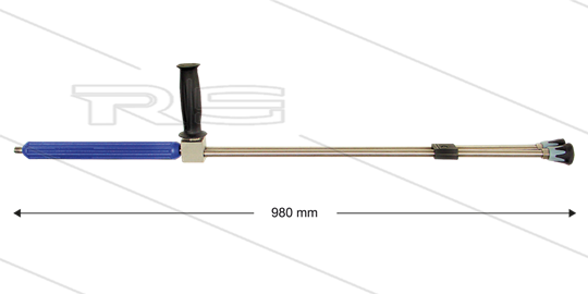 ST154 dubbele lans - L=980mm - RVS - zijgreep - isolatie L=300mm - 500 Bar - max 150°C - 1/4&quot; bu