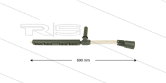 LD9 dubbele lans - L=690mm - RVS - zijgreep - 250 Bar - max 160°C - excl. nozzles - 1/4&quot; bu