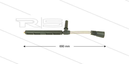 LD9 dubbele lans - L=690mm - RVS - zijgreep - 250 Bar - max 160°C - excl. nozzles - 1/4&quot; bu