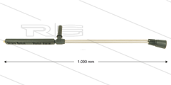 LD9 dubbele lans - L=1090mm - RVS - zijgreep - 250 Bar - max 160°C - excl. nozzles - 1/4&quot; bu