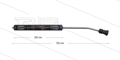 S3 lans - L=760mm - gebogen - staal verzinkt - open isolatie L=360mm - 250 Bar - max 160°C - 1/4" bu