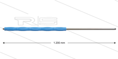 RP002 lans - L=1200mm - recht - RVS - blauw - isolatie L=485mm - 500 Bar - max 80°C - 2 x 1/4&quot; bu