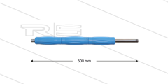 RP10 lans - L=500mm - recht - RVS - blauw - isolatie L=295mm - 400 Bar - max 80°C - 2 x 1/4&quot; bu
