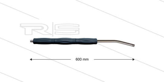 RP10 lans - L=500mm - gebogen - RVS - isolatie L=295mm - 400 Bar - max 80°C - 2 x 1/4&quot; bu