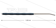 RP10 lans - L=1200mm - gebogen - RVS - isolatie L=495mm - 400 Bar - max 80°C - 2 x 1/4&quot; bu
