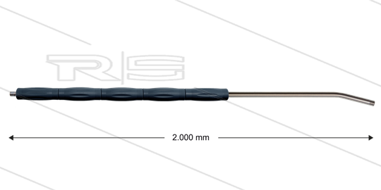 RP10 lans - L=2000mm - gebogen - RVS - isolatie L=495mm - 400 Bar - max 80°C - 2 x 1/4&quot; bu