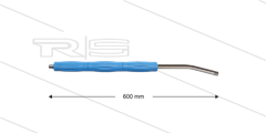 RP10 lans - L=600mm - gebogen - RVS - blauw - isolatie L=295mm - 400 Bar - max 80°C - 2 x 1/4&quot; bu