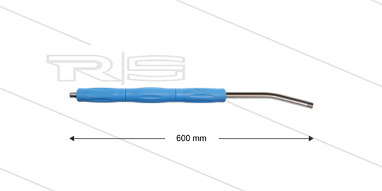 RP10 lans - L=600mm - gebogen - RVS - blauw - isolatie L=295mm - 400 Bar - max 80°C - 2 x 1/4&quot; bu