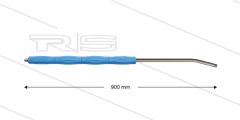 RP10 lans - L=900mm - gebogen - RVS - blauw - isolatie L=395mm - 400 Bar - max 80°C - 2 x 1/4&quot; bu