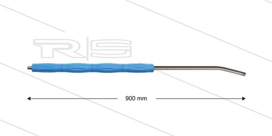RP10 lans - L=900mm - gebogen - RVS - blauw - isolatie L=395mm - 400 Bar - max 80°C - 2 x 1/4&quot; bu