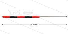 RP50 lans - L=2000mm - recht - RVS - isolatie L=495mm - rood/zwart - 500 Bar - max 80°C - 2x 1/4&quot; bu