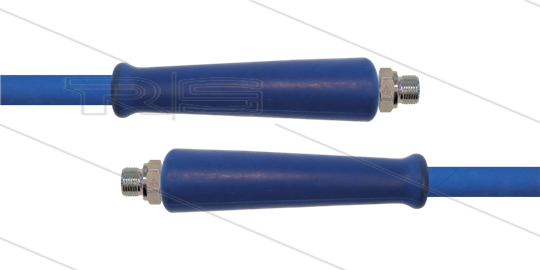 HD-slang blauw 3/8" - 1SC - 25m - 2x 3/8"bu RVS - 2x KBS - 250 Bar
