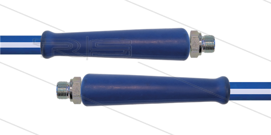 CleanFarm slang blauw 1/2&quot; - 10m - 2x 3/8&quot;bu RVS - 2x KBS - 80 Bar