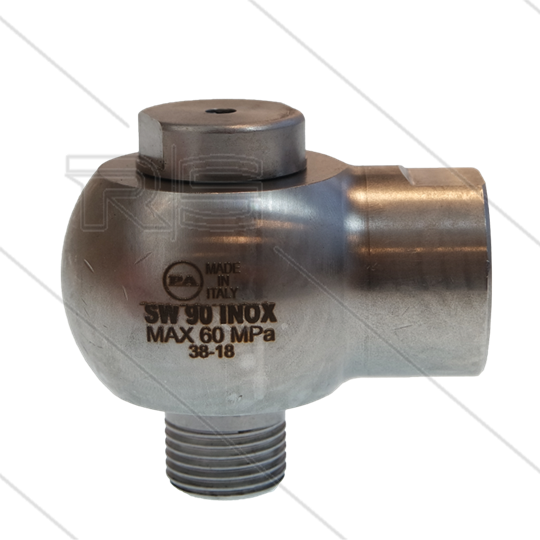 SW90-600 - Swivel - haaks - RVS - 600 Bar - 80 l/min - max 90°C - 30 tpm - 1/2&quot; bu x 1/2&quot; bi