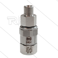 SW25 - Swivel - RVS / messing - 250 Bar - 40 l/min - max 90°C - 30 tpm - 1/4&quot; bi x 1/4&quot; bu