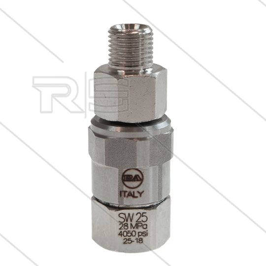 SW25 - Swivel - RVS / messing - 250 Bar - 40 l/min - max 90°C - 30 tpm - 3/8&quot; bi x 3/8&quot; bu
