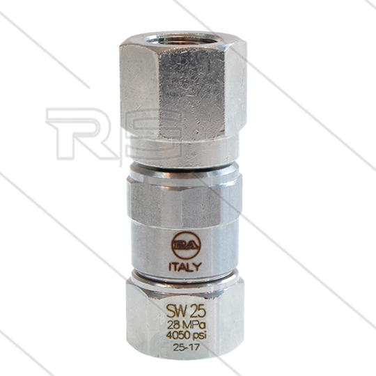 SW25 - Swivel - RVS / messing - 250 Bar - 40 l/min - max 90°C - 30 tpm - 2 x 3/8&quot; bi