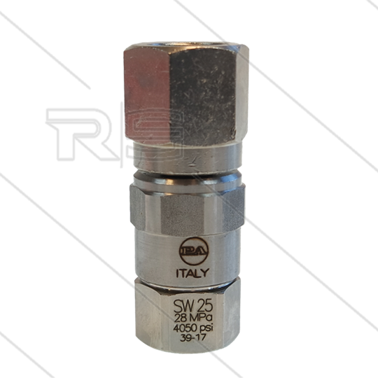 SW25 - Swivel - RVS / messing - 250 Bar - 40 l/min - max 90°C - 30 tpm - 3/8&quot; bi x 1/4&quot; bi