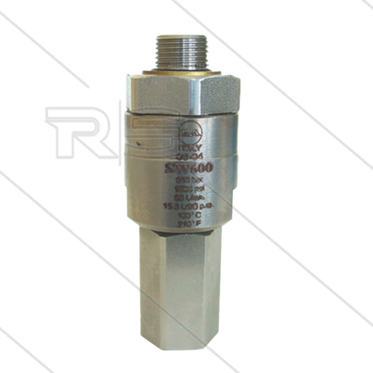 SW600 - Swivel - RVS - 600 Bar - 60 l/min - max 90°C - 30 tpm - 3/8&quot; bi x 3/8&quot; bu