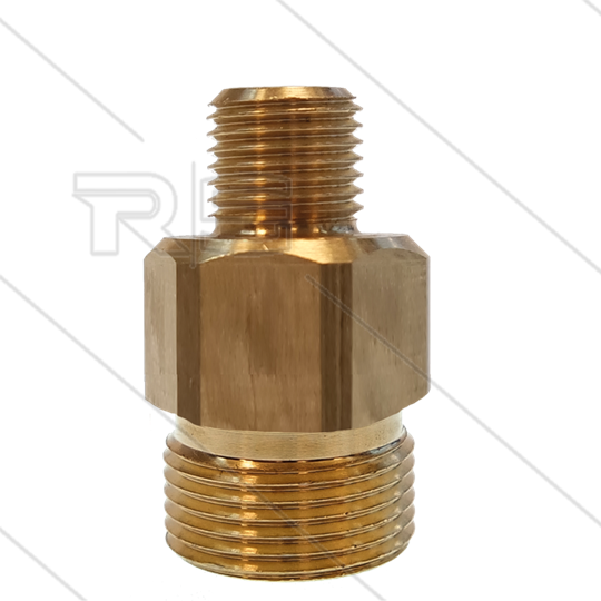 AR3 - M22x1,5 - snelkoppeling nippel - messing - 250 Bar - Ø14mm - met binnenzeskant - 1/4&quot; bu