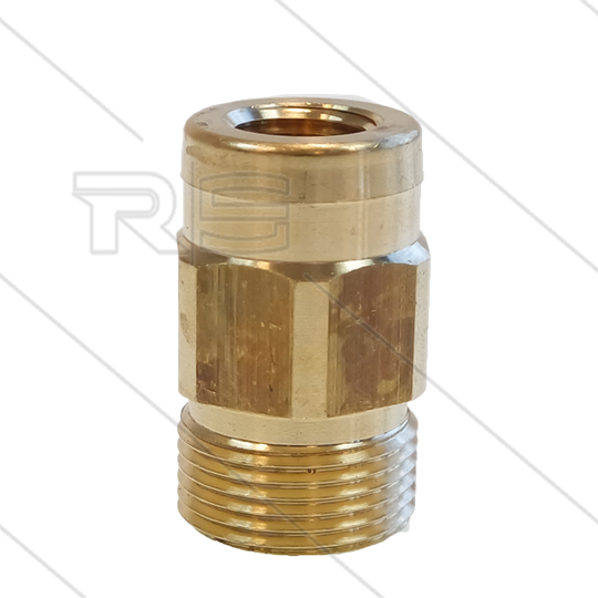 AR4 - M22x1,5 - snelkoppeling nippel - messing - 250 Bar - Ø14mm - met binnen zeskant - 1/4" bi