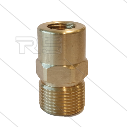 AR5 - M22x1,5 - snelkoppeling nippel - messing - 400 Bar - Ø14mm - verlengde uitvoering - 1/4&quot; bi
