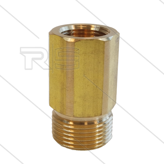 AR5 - M22x1,5 - snelkoppeling nippel - messing - 400 Bar - Ø14mm - verlengde uitvoering - 3/8&quot; bi