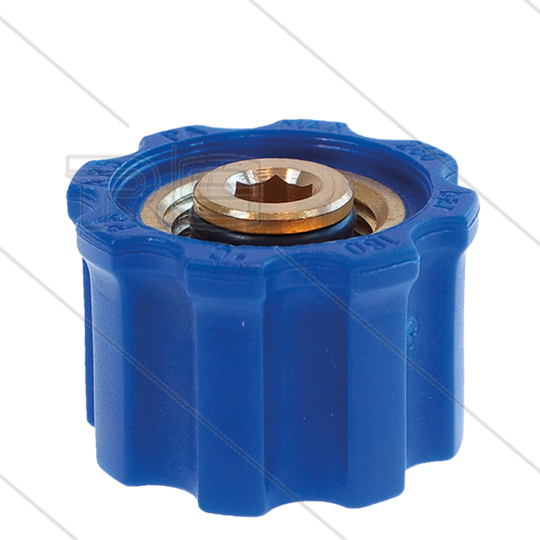AR1 - 1/2" - wartel - blauw - messing - 250 Bar - Ø15mm - max 160°C - 1/4" bi 