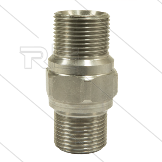 M22x1.5 - verbindingsnippel - RVS - 500 Bar - Ø14mm - max 150°C - L=54mm - 2 x M22x1,5 bu