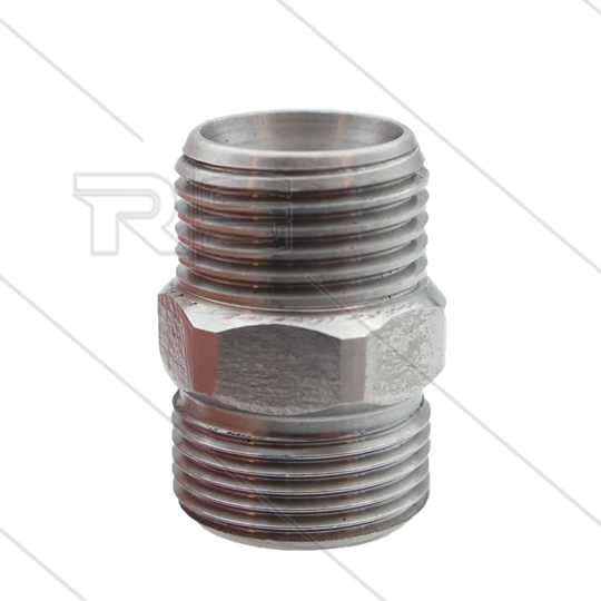 M22x1,5 - snelkoppeling nippel - RVS - 500 Bar - Ø14mm - max 150°C - 1/2" bu