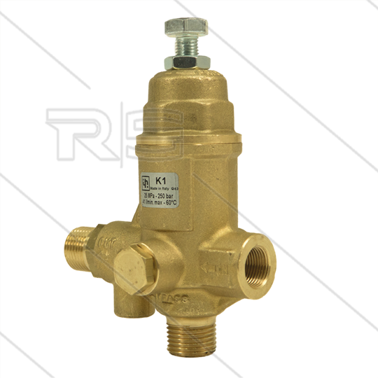 K1.0 - drukregelautomaat - 250 Bar - 9 tot 41 l/min - max 60°C - In: 3/8&quot; bi - Uit: 1/2&quot; bu