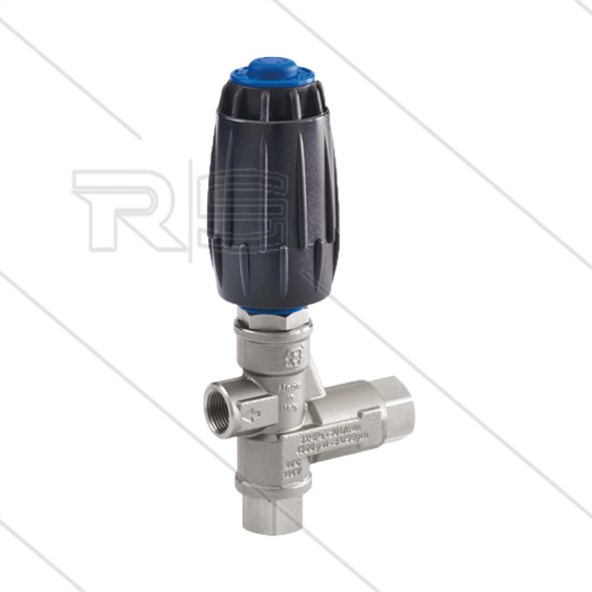 VX3 - drukregelautomaat - RVS 303 -  met knop - 50 tot 280 Bar - 30 l/min - max 90°C - In: 3/8" bi