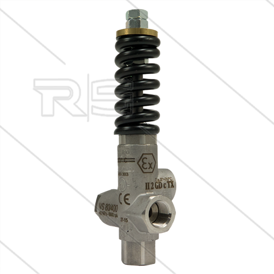 VS80/400 - veiligheidsventiel - RVS303 - ATEX - 400 Bar - 80 l/min - 70°C - In: 1/2&quot;bi - Uit: 1/2&quot;bi