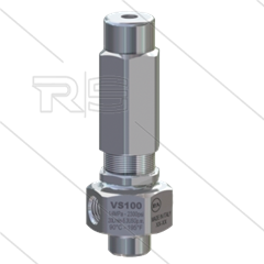 VS100 - veiligheidsventiel - RVS316 - 125 Bar - 20 l/min - max 90°C - In: 2 x 1/4&quot; bi - Uit:1/4&quot; bi