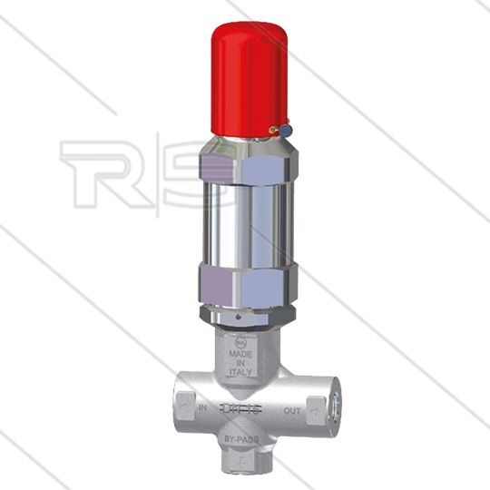 VS660 - veiligheidsventiel - 660 Bar - 60 l/min - 60°C - In: 3/8&quot; bi - Uit: 3/8&quot; bi - Bypass:1/2&quot; bi