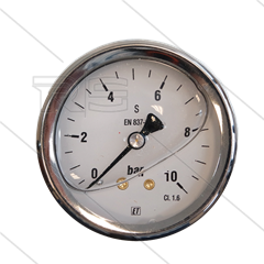 Manometer 0-10 Bar - 1/4&quot; bu - achteraansluiting - Ø63mm