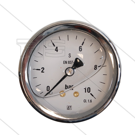 Manometer 0-10 Bar - 1/4&quot; bu - achteraansluiting - Ø63mm