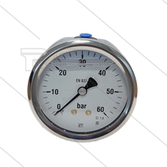 Manometer 0-60 Bar - 1/4&quot; bu - achteraansluiting - Ø63mm
