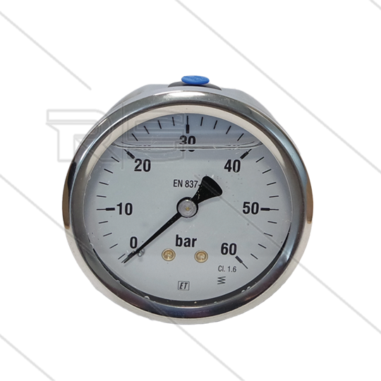 Manometer 0-60 Bar - 1/4&quot; bu - achteraansluiting - Ø63mm