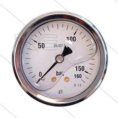 Manometer 0-160 Bar - 1/4&quot; bu - achteraansluiting - Ø63mm