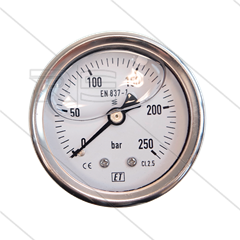 Manometer 0-250 Bar - 1/4&quot; bu - achteraansluiting - Ø52mm