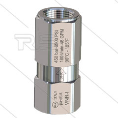 VNR-I - Terugslagklep - RVS - 400 Bar - 80 l/min - max 90°C - 2 x 1/2&quot; bi