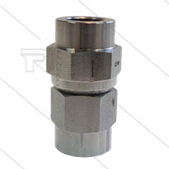 Terugslagklep - RVS - 400 Bar - 5 tot 60 l/min - 200°C - openingsdruk 1,0 Bar - 2 x 1/2&quot; bi