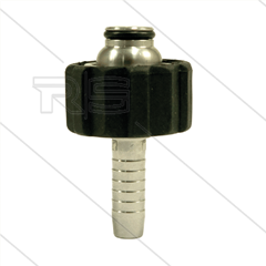 Persnippel - RVS - 3/8&quot; - M22x1,5 wartelmoer - Zwart