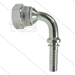 Persnippel - staal - 1/4&quot; - 1/4&quot; wartel - 90° gebogen - SW19