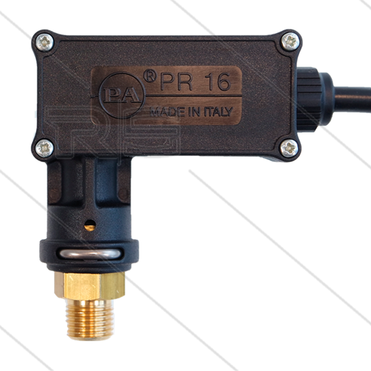 PR16 - Drukschakelaar - 1/4&quot; bu - inschakeldruk 40 Bar - max 250 Bar - (zwarte markering)