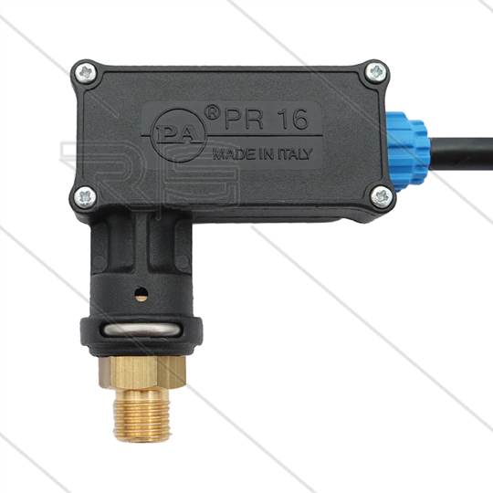 PR16 - Drukschakelaar - 1/4" bu - inschakeldruk 15 Bar - max 350 Bar - (blauwe markering)