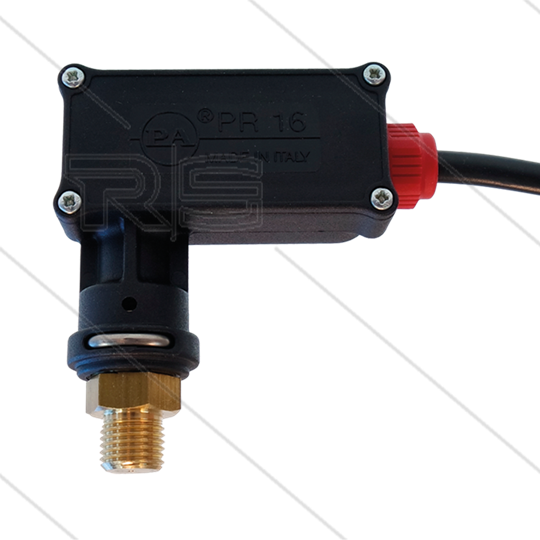 PR16 - Drukschakelaar - 1/4&quot; bu - inschakeldruk 25 Bar - max 250 Bar - (rode markering)