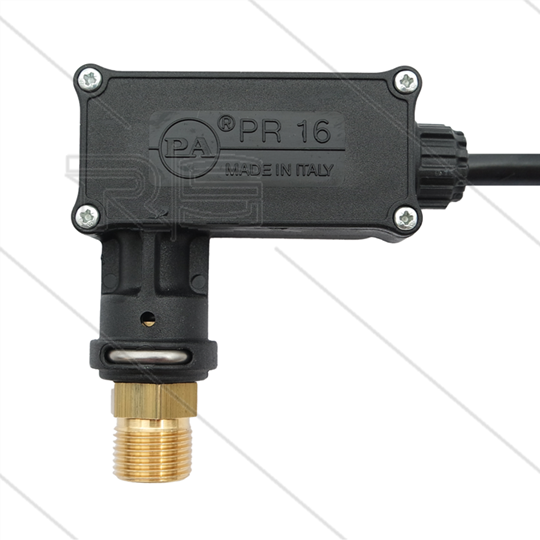 PR16 - Drukschakelaar - RVS - 1/4" bu - inschakeldruk 40 Bar - max 350 Bar - (zwarte markering)